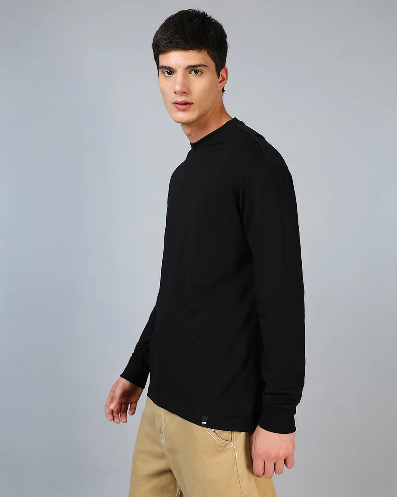 bewakoof Men's Black Oversized T-shirt